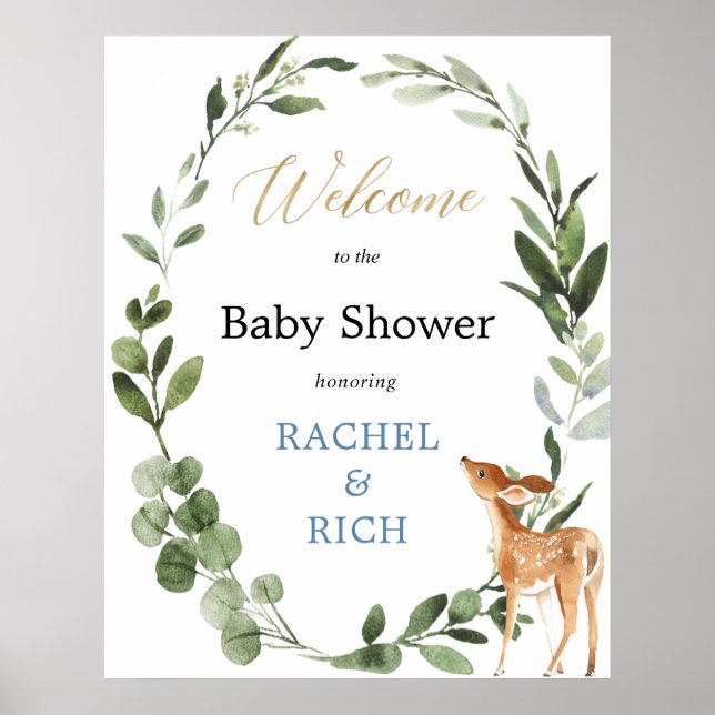 Rehgeschlechterneutrale Babydusche - Begrüßungszei Poster (Vorne)