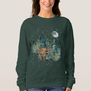 Rehhirschwald Vollmond Schneefall Weihnachten Sweatshirt