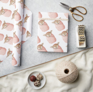 Rehkind Baby Rosa Aquarell Baby Shower Geschenk Geschenkpapier