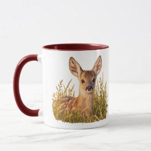 Rehkitz auf Wiesen Gras Tasse