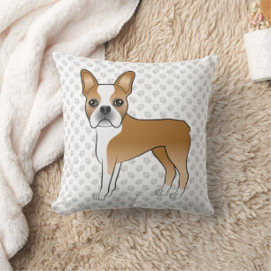 Rehkitz Boston Terrier Süßer Cartoon-Hund und grau Kissen