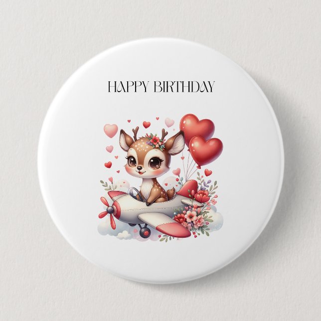 Rehkitz-Pilot-Geburtstag Button (Vorderseite)