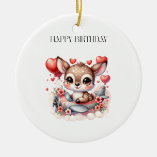 Rehkitz-Pilot-Geburtstag Keramik Ornament