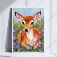 Rehkitz Tiermalerei Wasserfarben Kunst