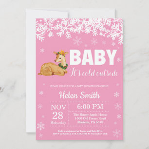 Rehkitz Winter Mädchen Baby Shower Schneeflocke Einladung