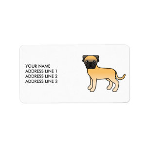 Rehküken Bullmastiff Süßer Cartoon-Hund & Text Adressaufkleber