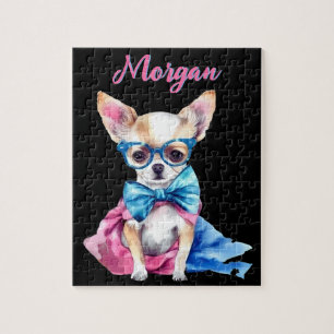Rehküken-Chihuahua-Welpe mit Brille mit Namen