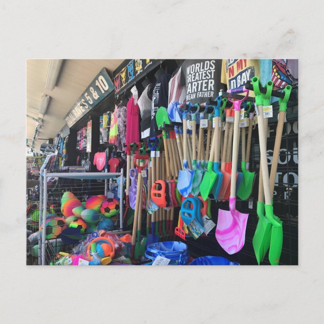 RehoBeide Beach Boardwalk Variety Store Toys Foto Postkarte (Vorderseite)