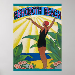 RehoBeide Beach Vintag Style Poster