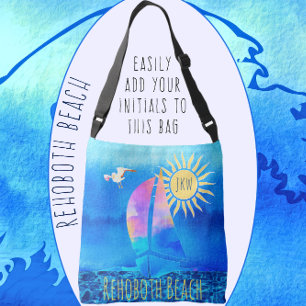 RehoBeide Beach Wassercolour Sailboat Sparkling Wa Tragetaschen Mit Langen Trägern