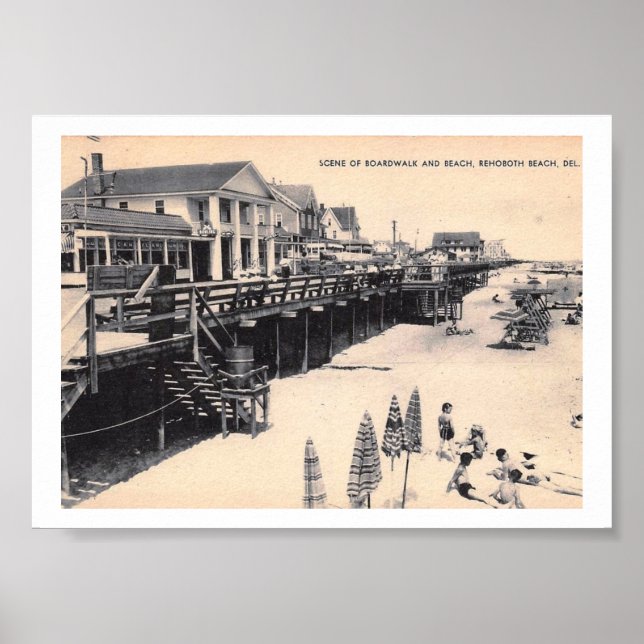 RehoBeide Strand DE, Delaware, Boardwalk Vintag Poster (Vorne)