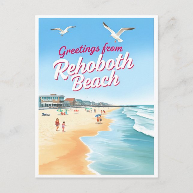Rehoboth Beach, Delaware Coastal Vintage Postkarte (Vorderseite)