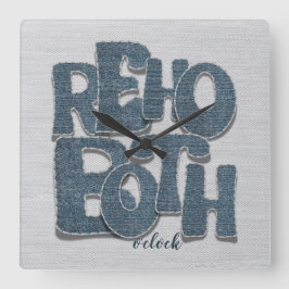 Rehoboth Delaware Beach Denim Letter Wanduhr