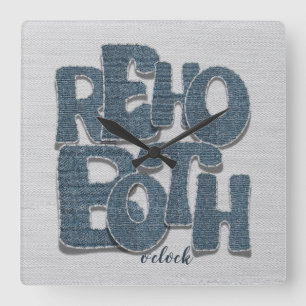 Rehoboth Delaware Beach Denim Letter Wanduhr