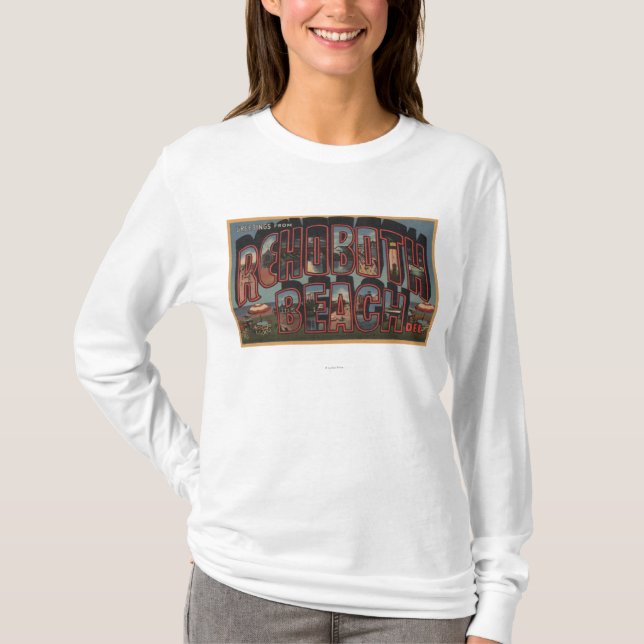Rehoboth Strand, Delaware - große Buchstabe-Szenen T-Shirt (Vorderseite)