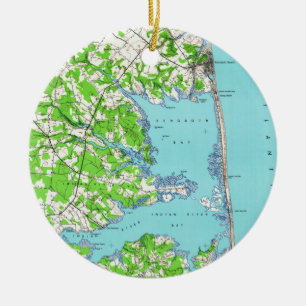 Rehoboth Strand u. Bethany Strand Delaware Map Keramik Ornament