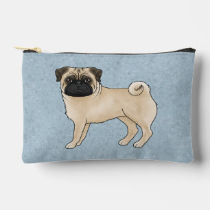 Rehpug-Hund Canine Süße Cartoon-Illustration Blau Zubehörtasche