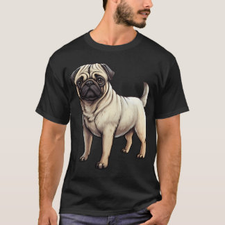 Rehpug-Welpen-Hund-Zeichnung T-Shirt