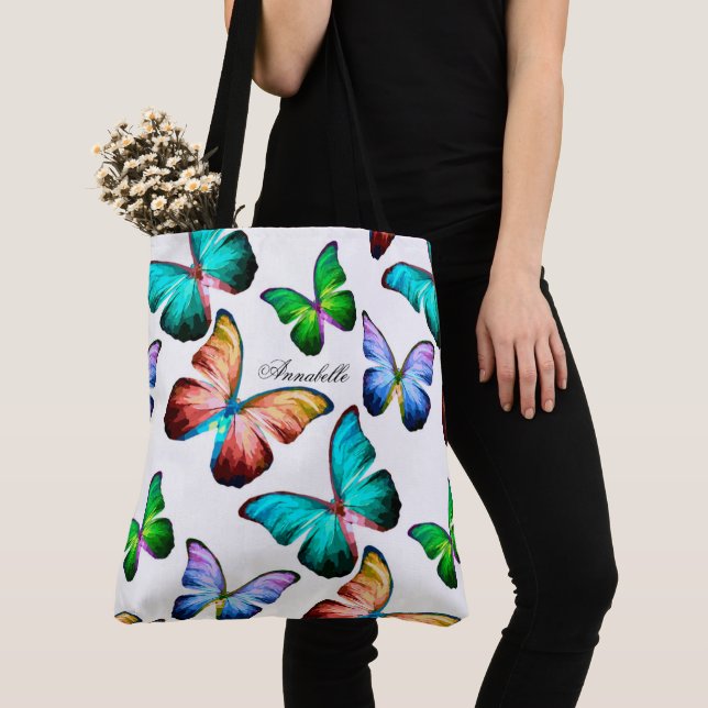 Reich der Rainbow Morpho Blauen Schmetterlinge Tasche (Von Nahem)