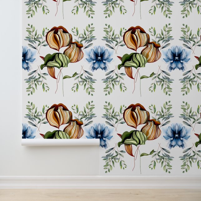 Reich des Foliage Floral Boho Chic Rustikales Jahr Tapete (Anwendung)