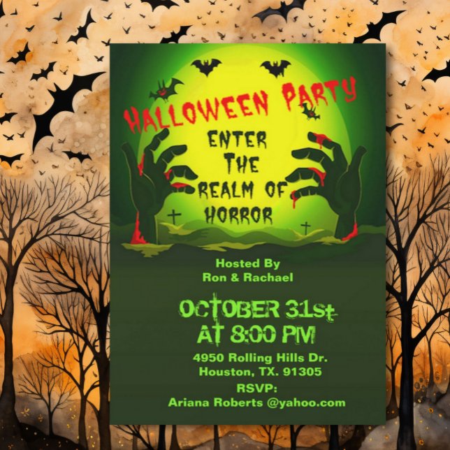 Reich des Horrors Bloody HandsHalloween-Einladung Einladung (Von Creator hochgeladen)