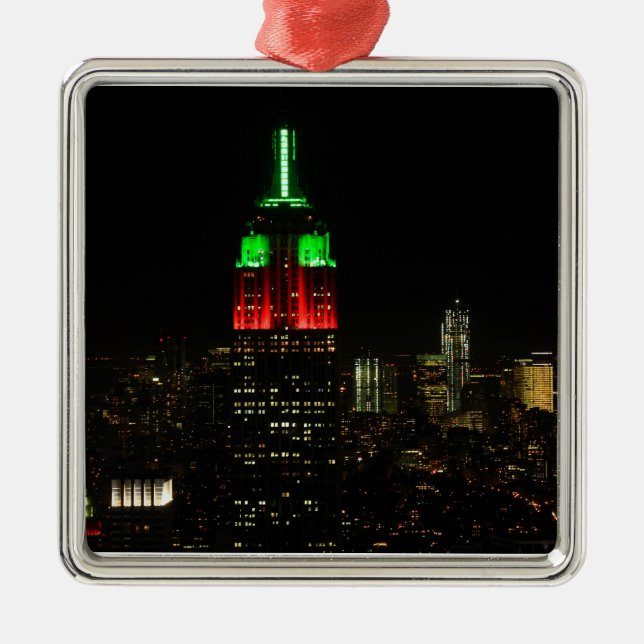 Reich-Staats-Gebäude-Weihnachtsfarben nachts 01 Silbernes Ornament (Vorne)