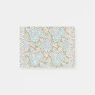 Reich verzierte blaue Immergrün-Blumen im klassisc Post-it Klebezettel