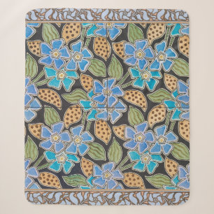 Reich verzierte blaue Immergrün-Blumen im klassisc Sherpadecke