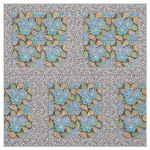 Reich verzierte blaue Immergrün-Blumen im klassisc Stoff