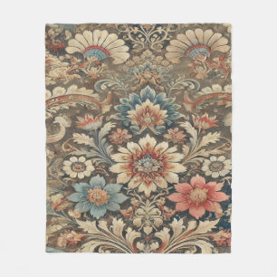 Reich verzierte, vintage Blumenbrokat in warmer er Fleecedecke