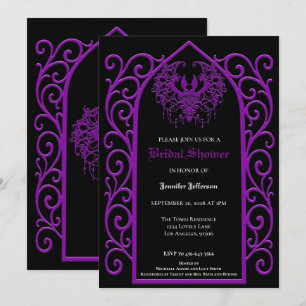 Reich verzierte violette Rahmen-Gotik-Braut-Party Ankündigung