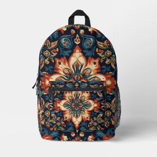 Reich verzierter floraler Mandala-Rucksack in tief Bedruckter Rucksack