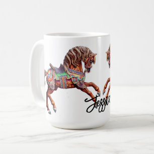 Reich verziertes hölzernes Karussellpferd Kaffeetasse