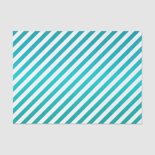 Reiche aquamarine blaue und weiße Streifen Seidenpapier (Vorderseite)