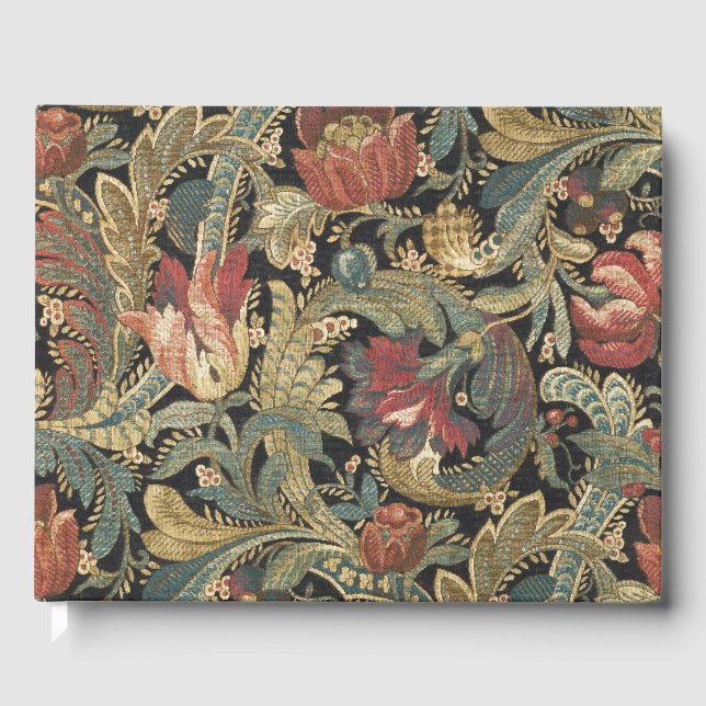 Reiche Blumenband Brocade Damask Gästebuch (Vorderseite)