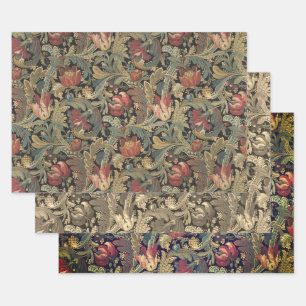 Reiche Blumenband Brocade Damask Geschenkpapier Set