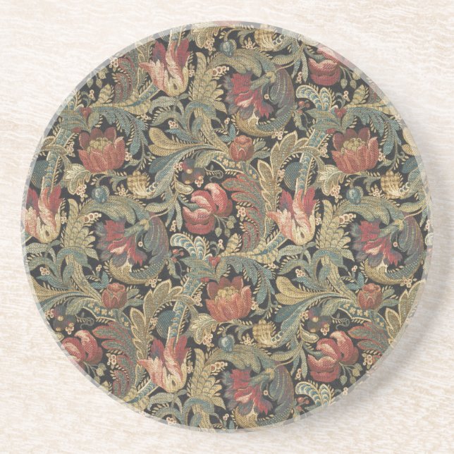 Reiche Blumenbänder Brocade Antique Classic Getränkeuntersetzer (Vorne)