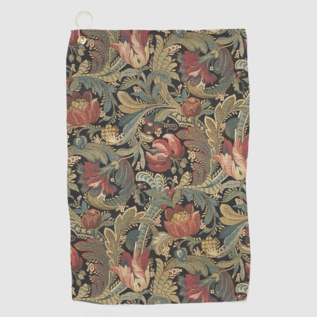 Reiche Blumenbänder Brocade Antique Classic Golfhandtuch (Vorderseite)