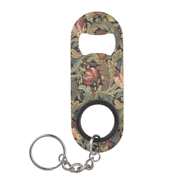 Reiche Blumenbänder Brocade Antique Classic Mini Flaschenöffner (Vorderseite)