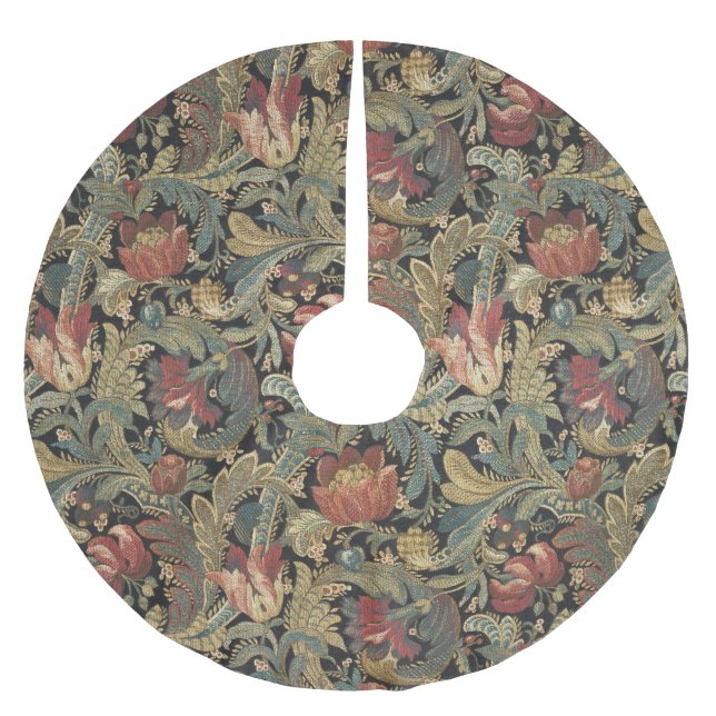 Reiche Blumenbänder Brocade Antique Classic Polyester Weihnachtsbaumdecke (Vorderseite)