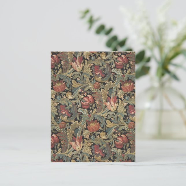 Reiche Blumenbänder Brocade Antique Classic Postkarte (Stehend Vorderseite)