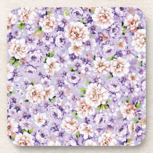 Reiche Blumenmuster mit lila und rosa Blume Getränkeuntersetzer
