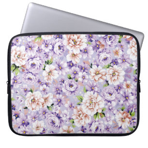 Reiche Blumenmuster mit lila und rosa Blume Laptopschutzhülle
