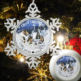 Reiche Colliese & Lämmer in Magic Fairy Tales Nigh Schneeflocken Zinn-Ornament