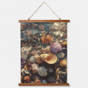 Reiche Farb-Muschel-Kollektion Strandkunst Wandteppich Mit Holzrahmen