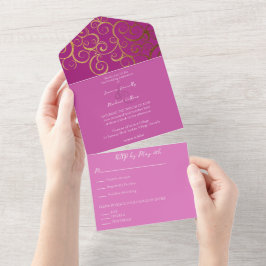 Reiche Farben mit Goldhochzeit All In One Einladung