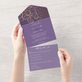 Reiche Farben mit Goldhochzeit All In One Einladung
