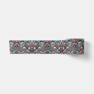 Reiche Farbtöne aus rotem und blauem Damast Satinband