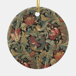 Reiche florale Tapetenbrokat-Antik-Victorian Keramik Ornament