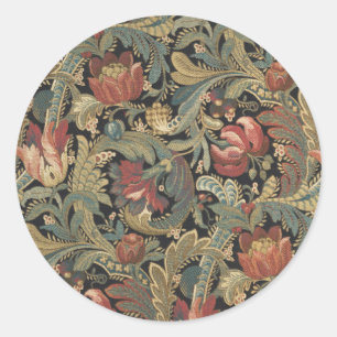 Reiche florale Tapetenbrokat-Antik-Victorian Runder Aufkleber